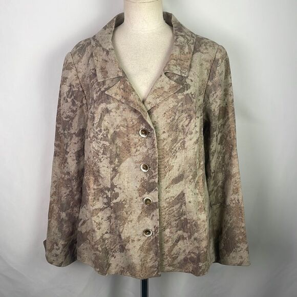 Peggy Jennings Tan Print Vintage Jacket - Picture 1 of 7
